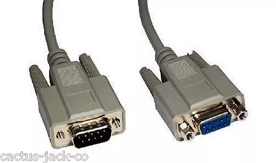 New 9 Pin Serial Male To Female 1.8m 6ft Extension Cable Fully Moulded Plugs • £6.97