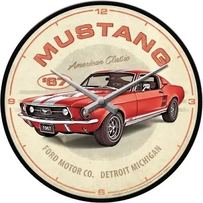 Ford Mustang GT 1967 Red Retro Wall Clock Man Cave Birthday Fathers Day Gift • $65.21