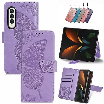 $16.99 • Buy For Samsung Galaxy Z Fold 4/2/3 5G Butterfly Leather Flip Wallet Card Cover Case