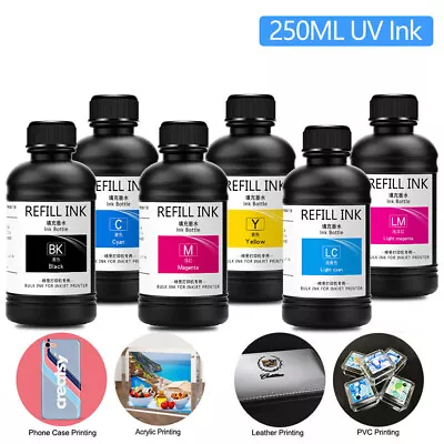 6x250ml LED UV Curing Ink For Epson 1390 1410 1500W L800 L805 R290 TX800 XP600 • $240