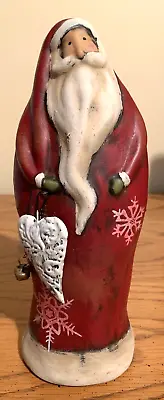 Midwest Cannon Falls Red-Clay Santa Claus With Metal Heart And Bell On Cap • $12
