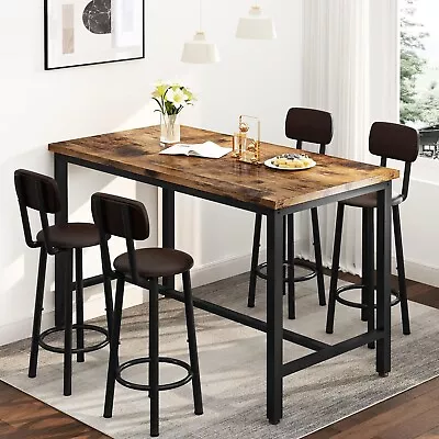 Lamerge Bar Table And Chairs Set Industrial Wood Kitchen Dining Table Space SVG • $107.99