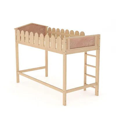 Pine Wood Slatted Kids Loft Bed Frame Mid Sleeper Childern Bedroom Bed Frame Uk • £249.95