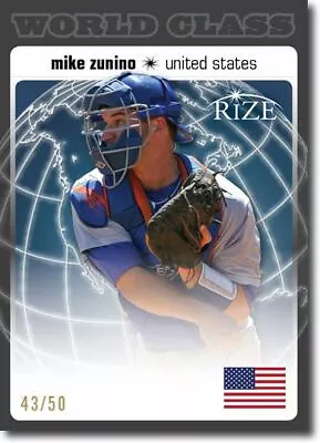 MIKE ZUNINO 2012 Rize Draft Rookie BLACK Paragon WORLD CLASS RC #/50 • $5.99