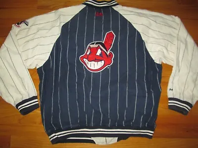 CLEVELAND INDIANS Vtg Mirage 1990s Chief Wahoo Reversible Jacket Jersey XXL • $129.99