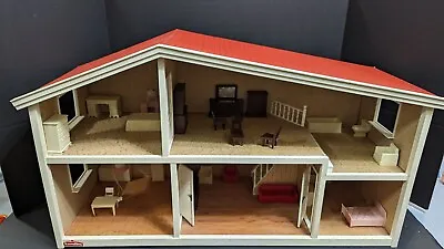 Vintage Lundby Sweden 1970s Doll House Red Roof 1:16 3/4 Scale 2 Story  • $105