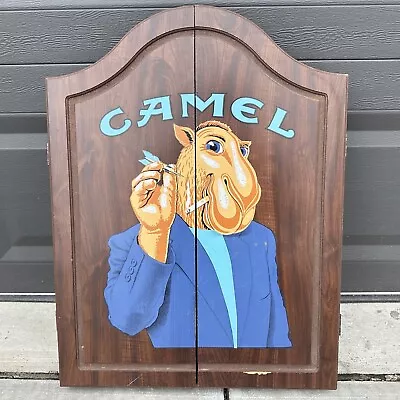 1992 Vintage Joe Camel Dart Board Solid Wood Cabinet Doors Cigarette 26X20 • $99.95