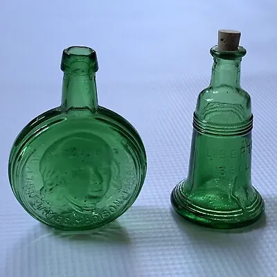 Antique Miniature Wheaton Glass Bottles Liberty Bell And President James Madison • $12