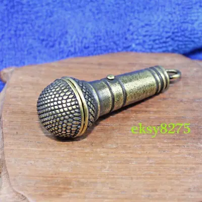 Solid Brass Microphone Shape Pendant For Bag Wallet Keychains Keyrings Crafts • $9.99