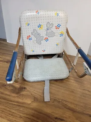 Vintage Child High Chair Table Chair Seat Retro Bunnies Flowers • $75