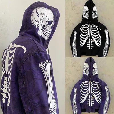 Unisex Halloween 3D Skeleton Clown Print Hoodies Sweatshirt Coat Pullover Jumper • £15.89