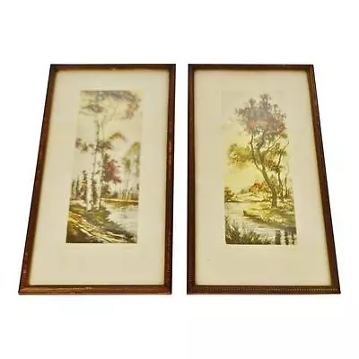 Vintage Pencil Signed French Prints Titled Oise River And Near Paris By G. Aniba • $195