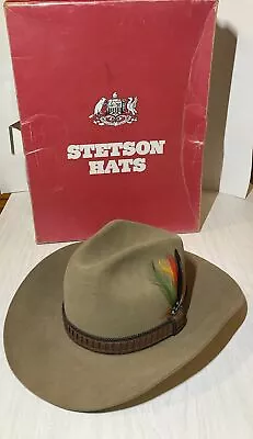 John B. Stetson 3X Beaver 7 Cowboy Hat Original Box 90s Vintage • $110