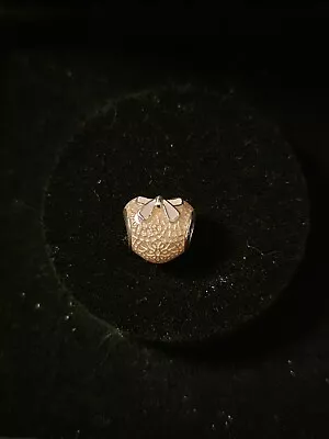 Genuine Pandora Peach Enamel Heart With White Bow Charm • £5