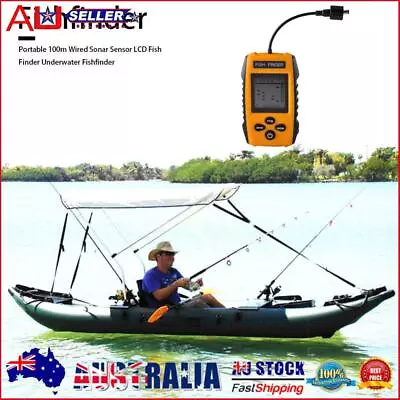 Portable 100m Wired Sonar Sensor LCD Fish Finder Depth Locator Echo Sounder AU • $47.66