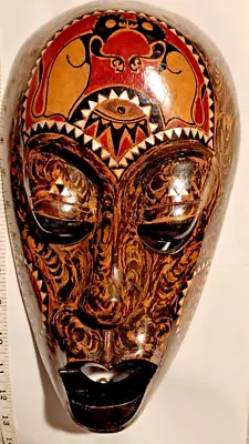 Hand Crafted Wooden Mask With Mother Of Pearl Inlay • $45