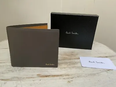 Designer Paul Smith Calf Leather Grey Ochre Billfold Wallet Italy BNWB RRP£189 • £108.95