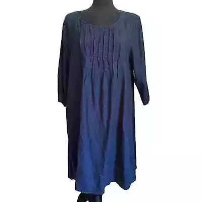 Match Point USA Women's Navy-Blue 3/4 Sleeve Linen Dress Size Large  • $18.75