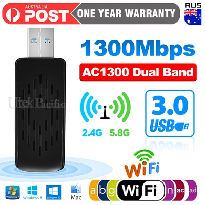 $16.95 • Buy 1300Mbps USB 3.0 Wireless WiFi Network Receiver Adapter 5GHz Dual Band Dongle