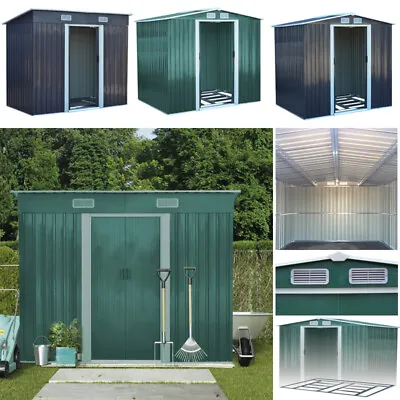 6x4 8x6 8x10ft Metal Garden Shed Sliding Door Outdoor Storage House With Base • £215.95