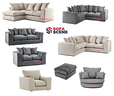 £399.99 • Buy New Stone Linen Fabric Double Corner Sofa 3 2 Seater Grey Cream Armchair Swivel