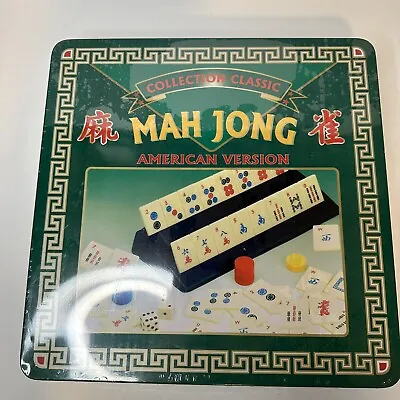 American Mahjong Set In Metal Box 166 Playing Tiles - 4 Racks & Playing Chips • $48.58