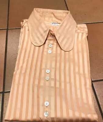 1960/70s Coles Of Knightsbridge Original Salmon Pink Vintage Beagle Collar Shirt • £19.99
