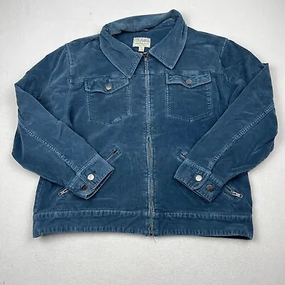 Vintage Cabela's Blue Corduroy Trucker Jacket Mens XL Full Zip Pockets Fashion • $7.49