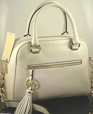 Michael Kors Medium Satchel Shoulder Bag Knox Tassel Vanilla Leather MSRP328 NWT • $219.95