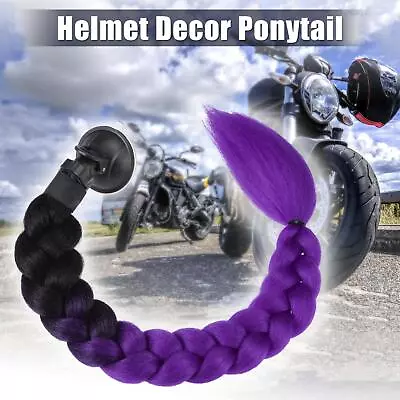 Helmet Decor Pigtail Gradient Braid Hair For Motorcycle Dark Purple Black • $16.99
