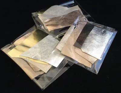 GOLDWORK METALLIC FINISH KID SELECTION PACK. 80gms OF ASSORTED LEATHER. • £8.95