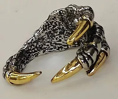 Vintage Silver Brass Dragon Claw Men's Ring With Adjustable Opening • $0.01