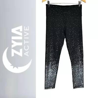 Zyia Active Space Galaxy 7/8 Leggings Size XL 12 Speckled Ombré Black Stretch • £33.74