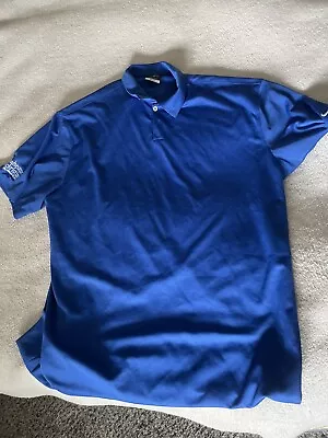 Nike Golf Shirt Men's Dri-Fit Short Sleeve Polo Blue XXL School Logo Sleeve • $25.49