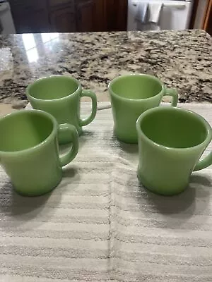 Vintage Fire King Jadeite Green D Handle Mugs- Set Of 4 MINT • $51