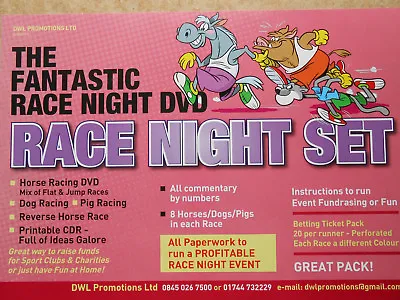 The Fantastic Race Night Dvd Set- Races = 10 Horses - 3 Dog - 3 Pigs And Tickets • £19.99