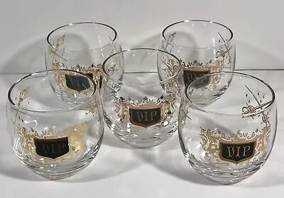 Set Of 5 VIP Roly Poly Cocktail Tumblers Glasses Mid Century Vtg Barware • $39.99