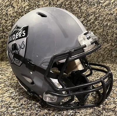 CUSTOM OAKLAND RAIDERS NFL Riddell Full Size SPEED Football Helmet Matte Gray. • $179.99
