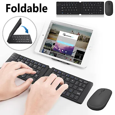 Foldable Bluetooth Keyboard/Optical 2.4Ghz Wireless Mouse For IPad Tablets Phone • $20.95