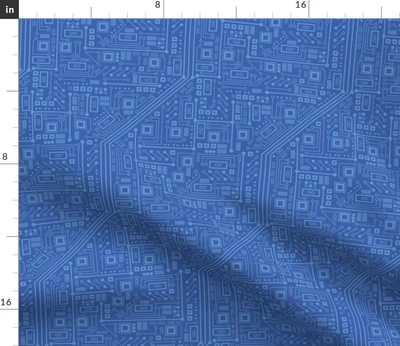 $16 • Buy Robot Circuit Board Blue Computer Electric Spoonflower Fabric By The Yard