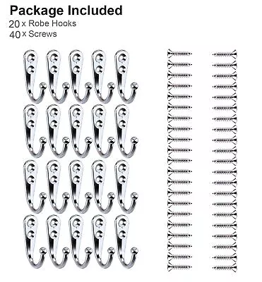 20PCS Hanging Metal Single Hook Clothes Hat Coat Robe Wall Door Hangers Hooks US • $9.83