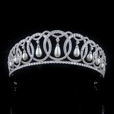 Luxury All CZ Cubic Zirconia Classical Queen Wedding Pageant Prom Tiara Crown • £77.40