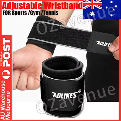 AOLIKES® Adjustable Sports Gym Wrist Support Brace Wrap Band Wristband Strap AU • $5.89
