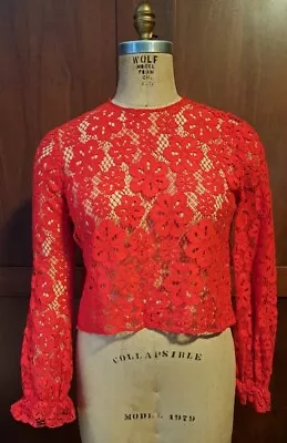 $51 • Buy SCANLAN THEODORE Aus Size 10, Poppy Lace Blouse, Red Lace Top, Open To Offers.
