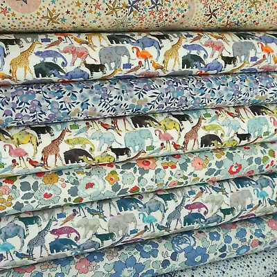 Liberty Queue For The Zoo Fabric / Dressmaking Floral Blue Nursery Elephant  • £4.75