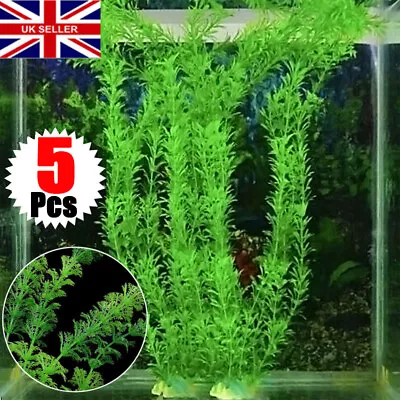 5x Large Artificial Grass Water Plastic Plants Ornament Fish Tank Aquarium Decor • £5.95