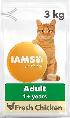 IAMS For Vitality Adult Fresh Chicken Delicious Complete Dry Cat Food *3KG PACK* • £17.95