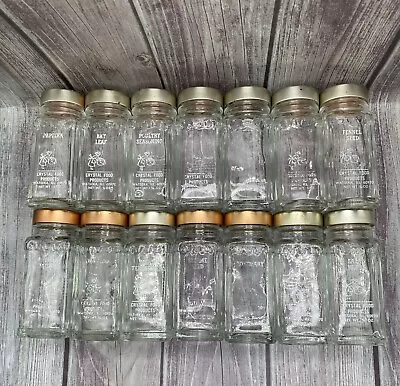 Crystal Food Products 14 Clear Vintage Glass Spice Jars • $20