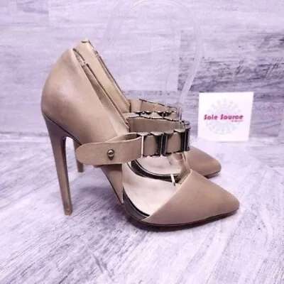 L.A.M.B. Tyna Platform Chain Strap Mary Jane Stiletto Pump Taupe Women's Sz 5.5 • $39