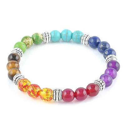 7 Chakra Bead Healing Reiki Gemstone Energy Prayer Beaded Stretch Bracelet 8R~mj • $5.34